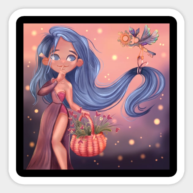 The girl with blue hair Sticker by irina_zhelinskaya